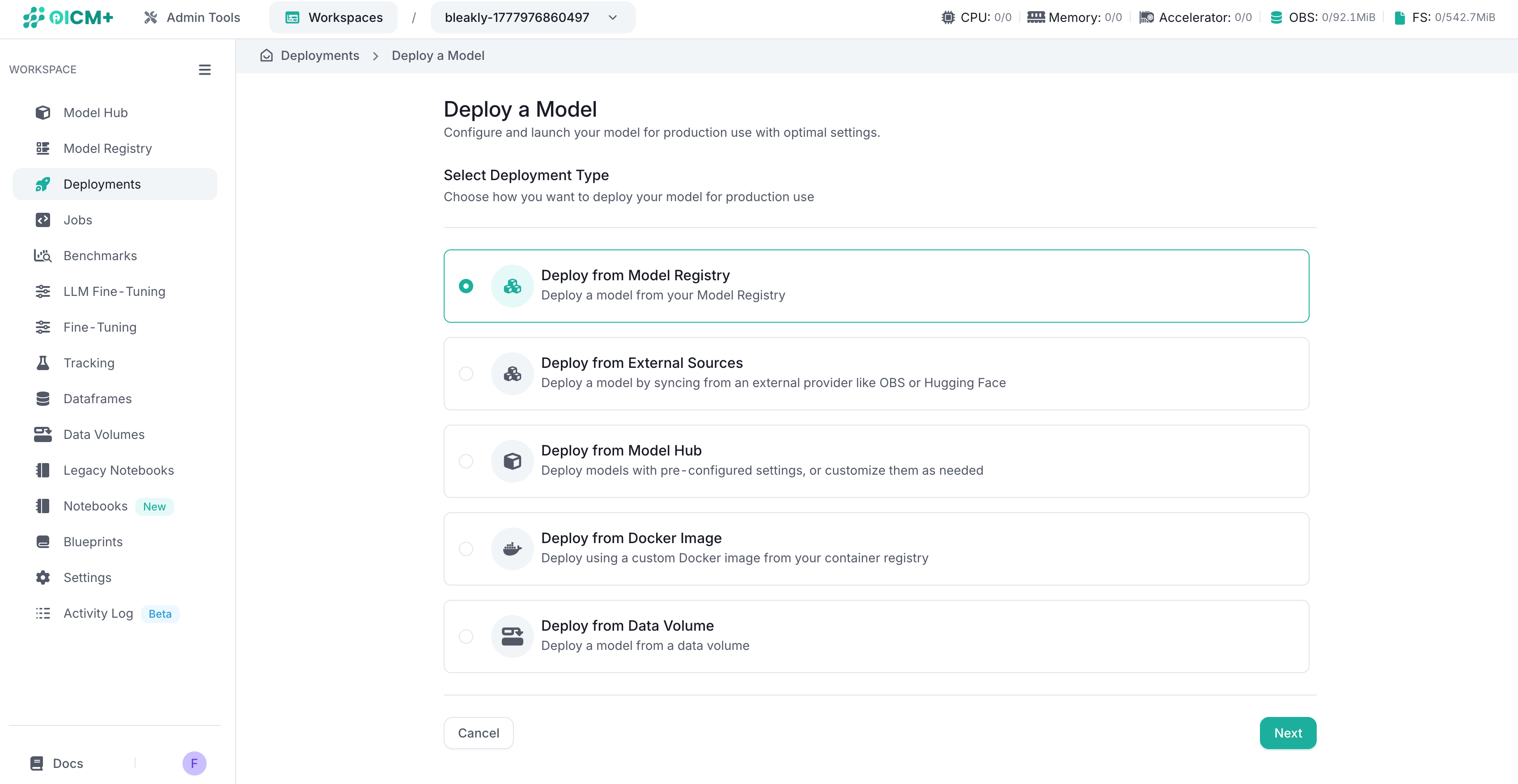 Deployment Source Selection