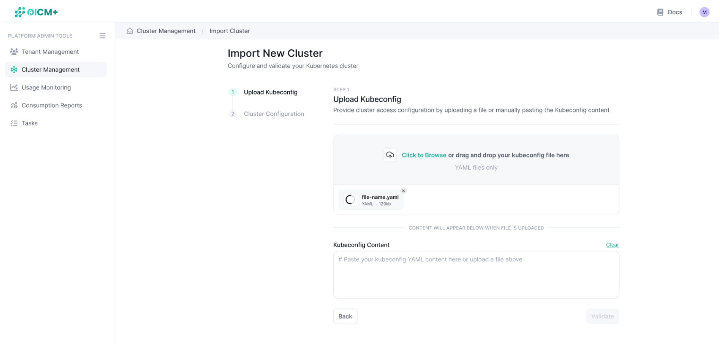 Import New Cluster